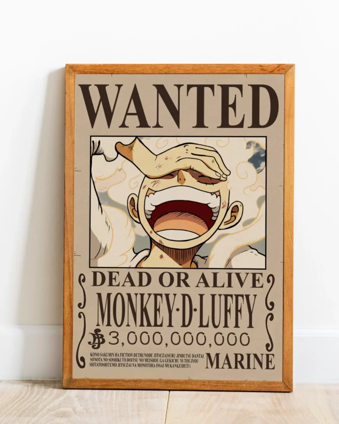 Luffy Gear 5 Wanted Poster (Brown Paper)